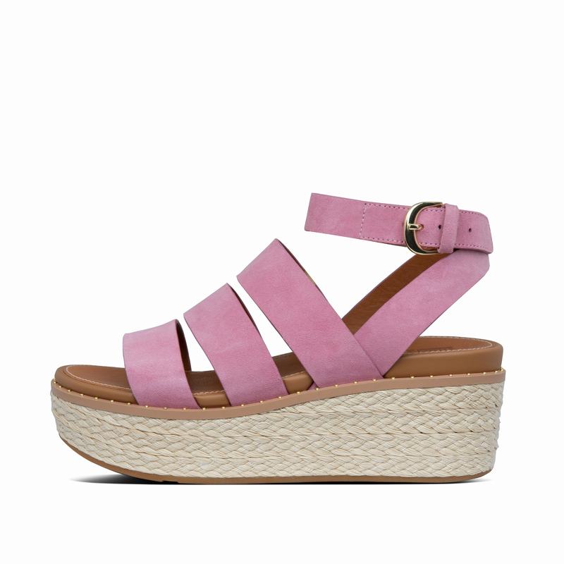 FitFlop Eloise Suede With Ankle Strap Rosa - FitFlop Keilsandalette Damen Sale [WPXA-17648]